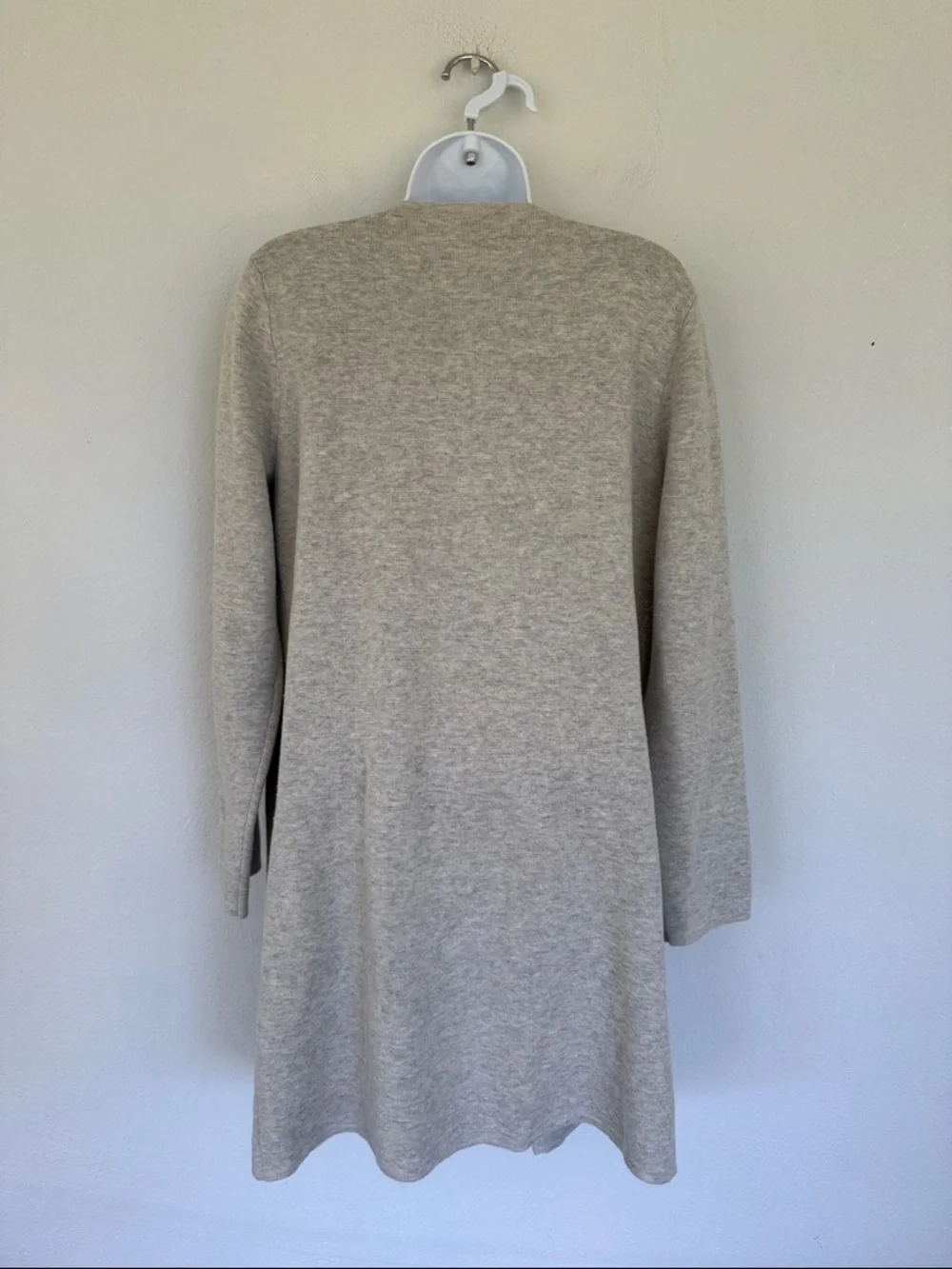 J. Crew light gray wool blend longline draped waterfall cardigan size small